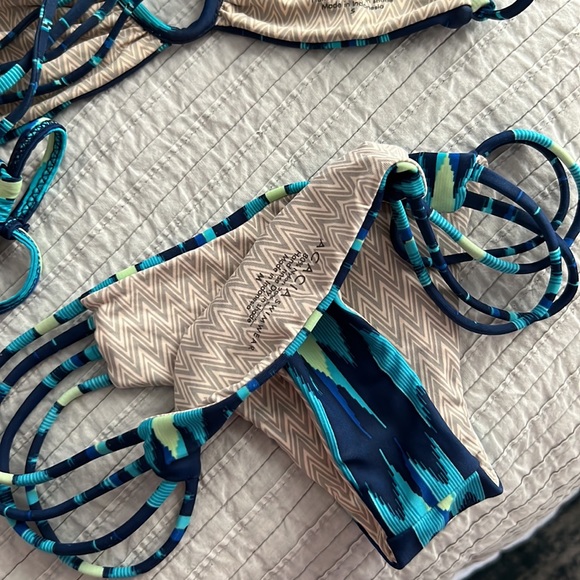 Blue acacia swimwear fringe top, strapless top, bottom included cantik print - Picture 6 of 6